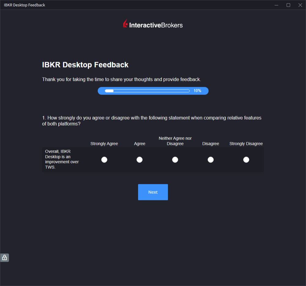 The IBKR Desktop survey option